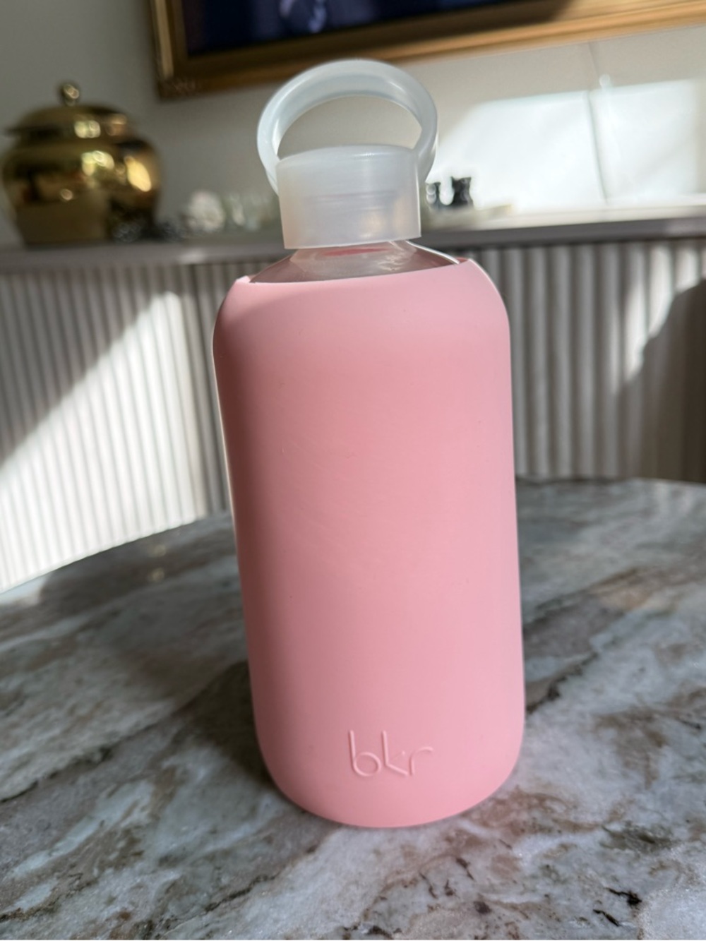 bkr Pink Glass Bottle with Silicone Sleeve Loop Cap Aesthetic Wellness Bottle